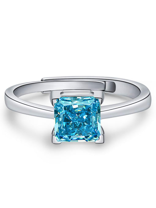 Sea blue [R 1964] 925 Sterling Silver High Carbon Diamond Geometric Minimalist Ring
